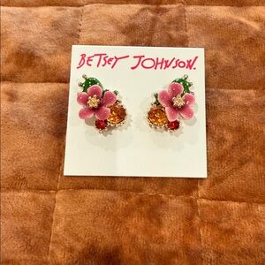 Betsey Johnson Pink and Orange Floral Earrings